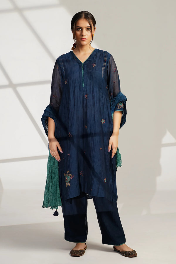 BLUE GREEN SUIT SET WITH DUPATTA