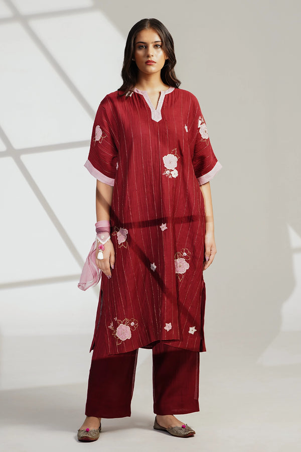 MAROON KAFTAN SET
