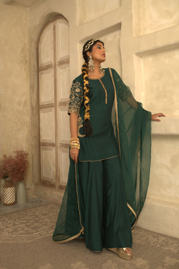 GREEN CHAND SHARARA SET