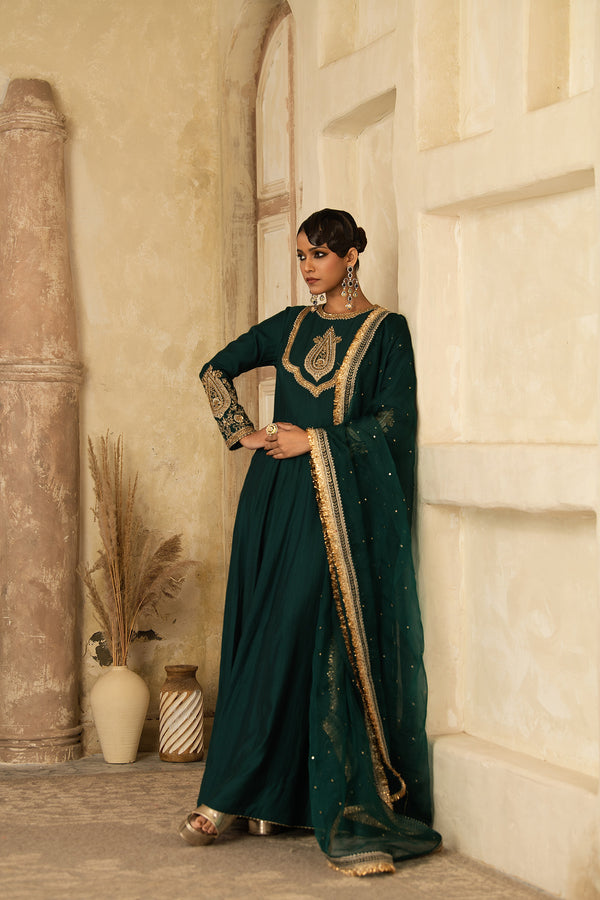 GREEN MEHRAAB ANARKALI SET
