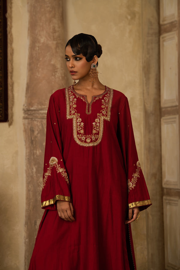 RED MUGHAL BAGH KURTA